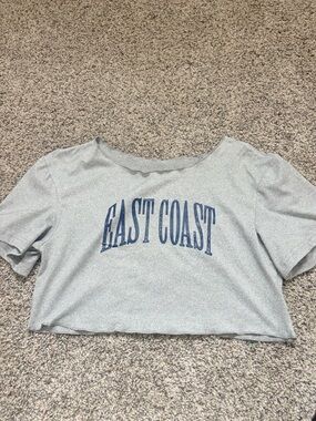 Amazon Light Gray 'East Coast' Graphic Crop Top